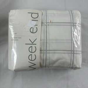 Vtg Target Week End Twin Sheet Set 1999 Cotton Dayton Hudson USA WindowPane Gray